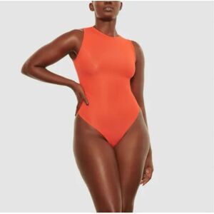 NWT SKIMS Poppy Jelly Sheer Crew Neck Sleeveless Thong Bodysuit-SIZE 3XL